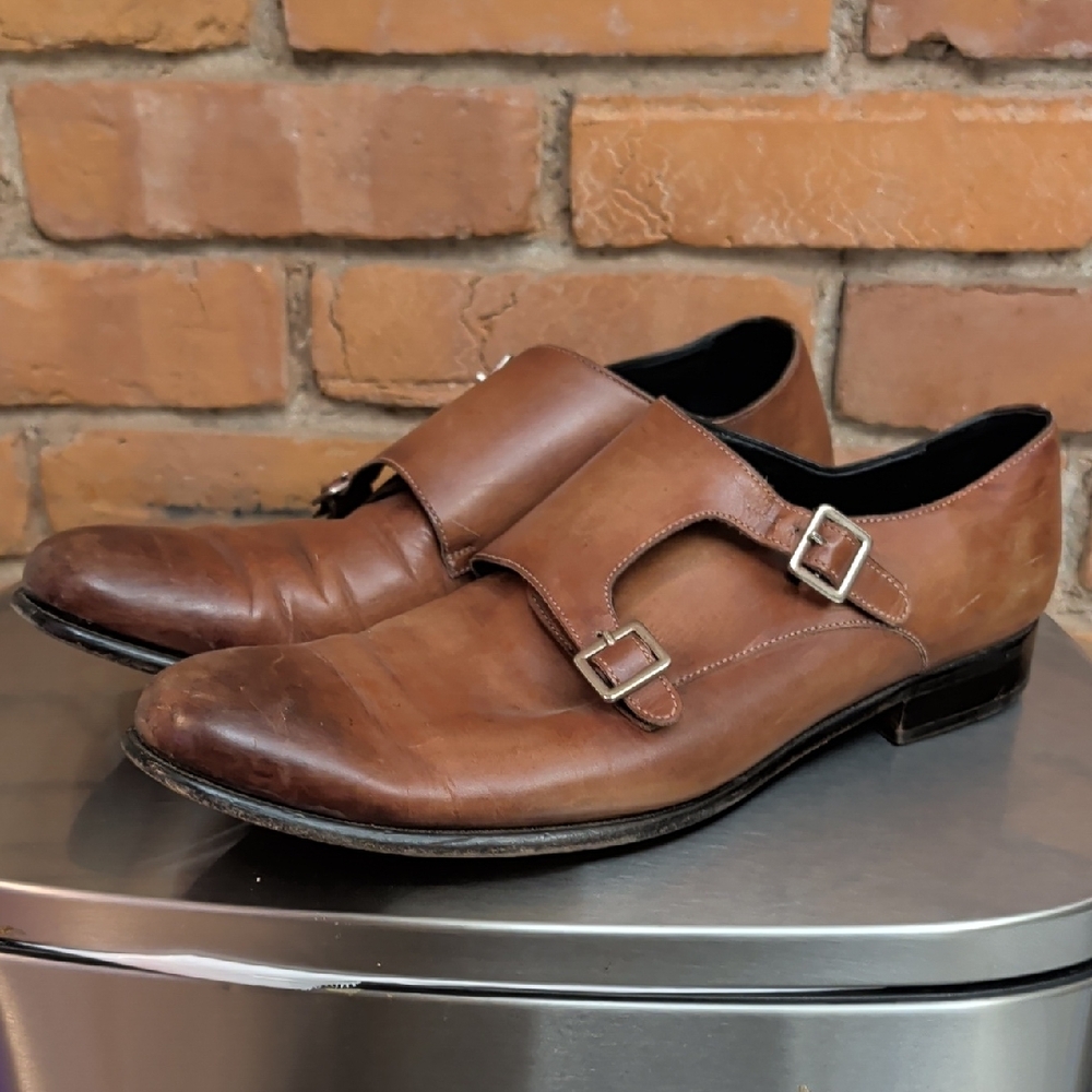 Paul Evans Brown Double Monk Strap Oxfords